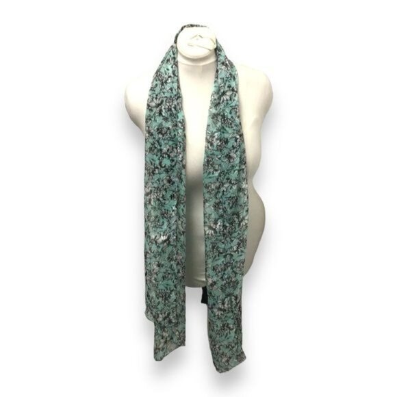 Cejon Vintage Women’s Long All-Over Floral Print Chiffon Scarf, Aqua, OSFA - Picture 4 of 8